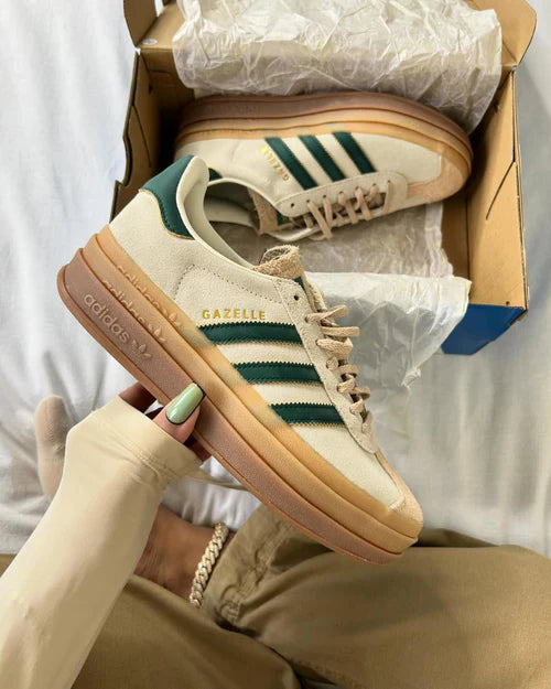 adidas Gazelle Bold Magic Beige Collegiate Green (Women's) (ID7056) | SneakerClassics