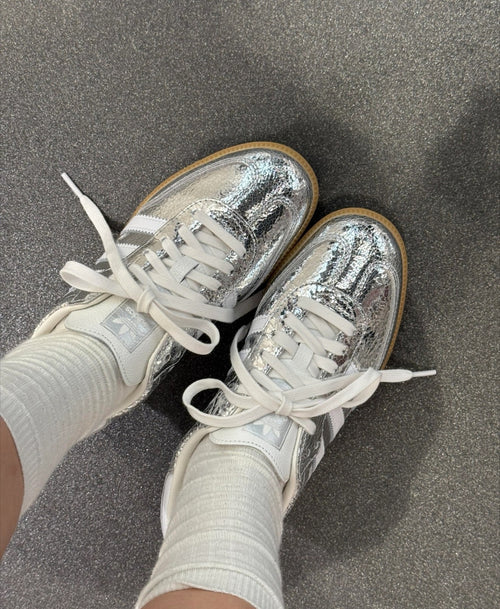 adidas Samba OG Silver Metallic Cracked Leather (Women's) (JR0035) | SneakerClassics
