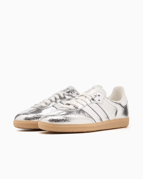 adidas Samba OG Silver Metallic Cracked Leather (Women's) (JR0035) | SneakerClassics