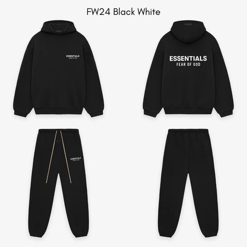 Fear of God Essentials FW24 Black White Hoodie | SneakerClassics
