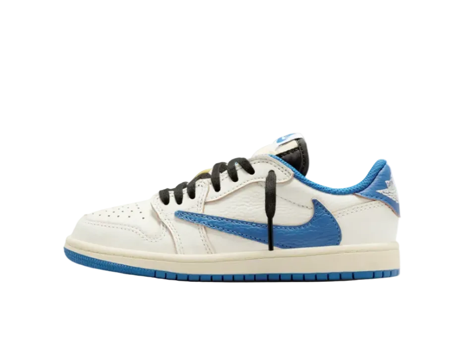 Jordan 1 Retro Low OG SP Fragment x Travis Scott Sail Military Blue (PS) (DO5442-104) | SneakerClassics