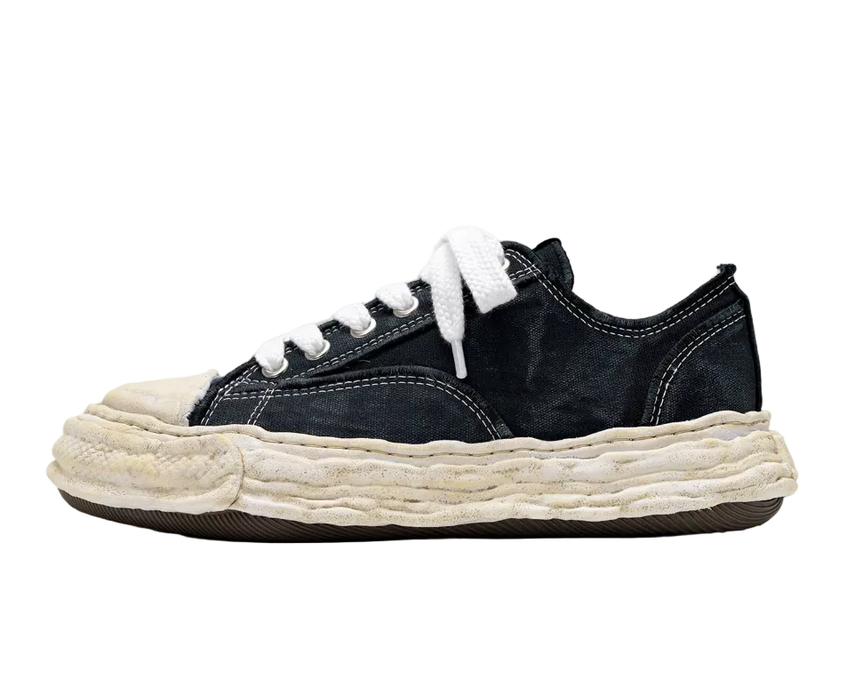 Maison Mihara Yasuhiro Peterson 23 OG Sole Vintage Effect Embroidered Canvas Low Black White (A15FW722-BLK) | SneakerClassics