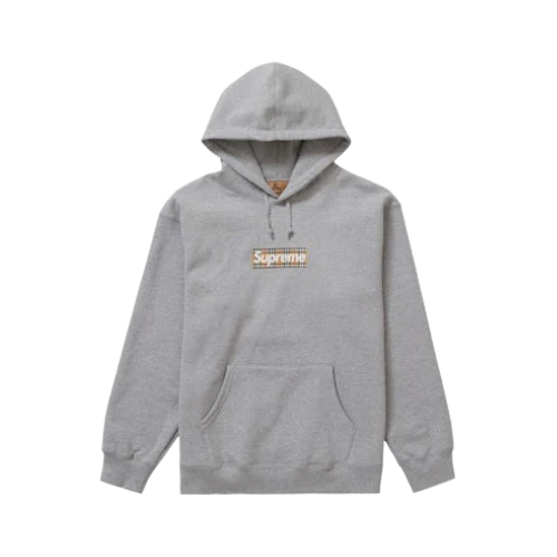 Supreme Burberry Box Logo Hooded Sweatshirt Heather Grey (SUPREME-BURBERRY) | SneakerClassics
