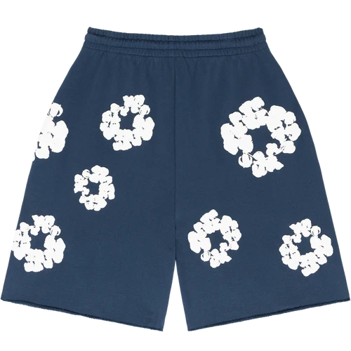 Denim Tears The Cotton Wreath Shorts Navy | SneakerClassics