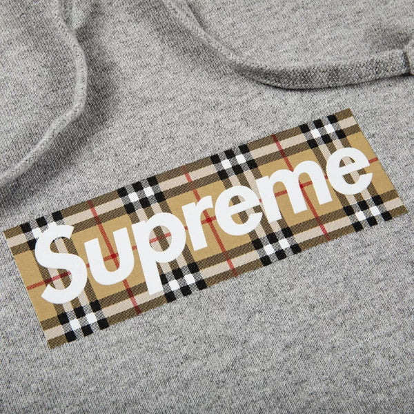 Supreme Burberry Box Logo Hooded Sweatshirt Heather Grey (SUPREME-BURBERRY) | SneakerClassics